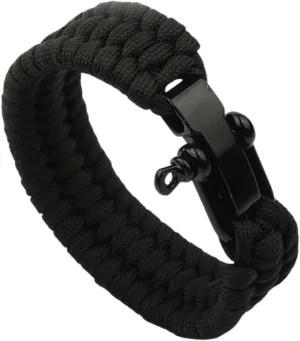 New Paracord Bracelet Men Handmade Weaven Adjustable U Shape Mountaineering Camping Braclet Accessories Hombre with for You Black