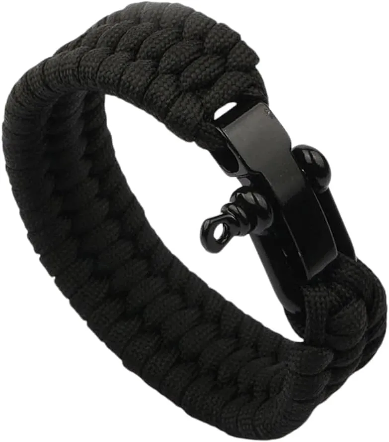 New Paracord Bracelet Men Handmade Weaven Adjustable U Shape Mountaineering Camping Braclet Accessories Hombre with for You Black