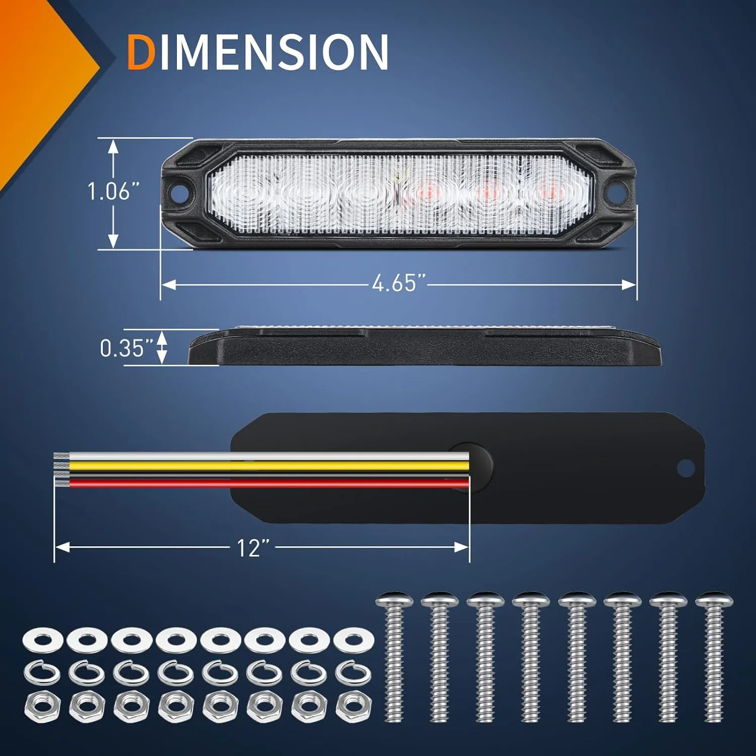 Nilight 6LED Emergency Strobe Lights 4PCS Ultra Slim Surface Mount Hazard Caution Light bar 12-24V Sync Feature Warning Flashing Light kit for Truck Car Vehicle ATV SUV UTV Red and Blue