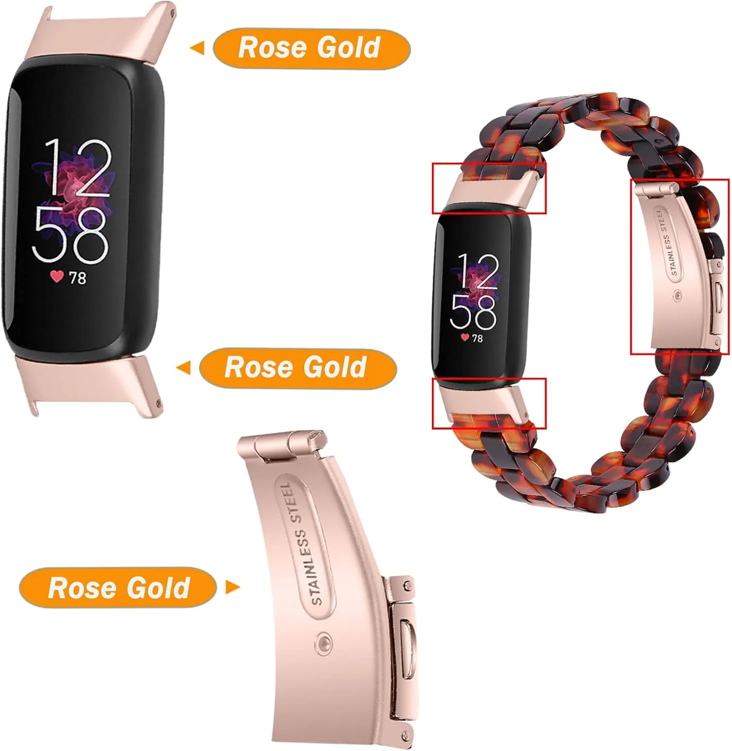 Ninki Compatible Fitbit Luxe Band - Resin Lightweight Smooth Replacement Band for Women & Men (Leopard)