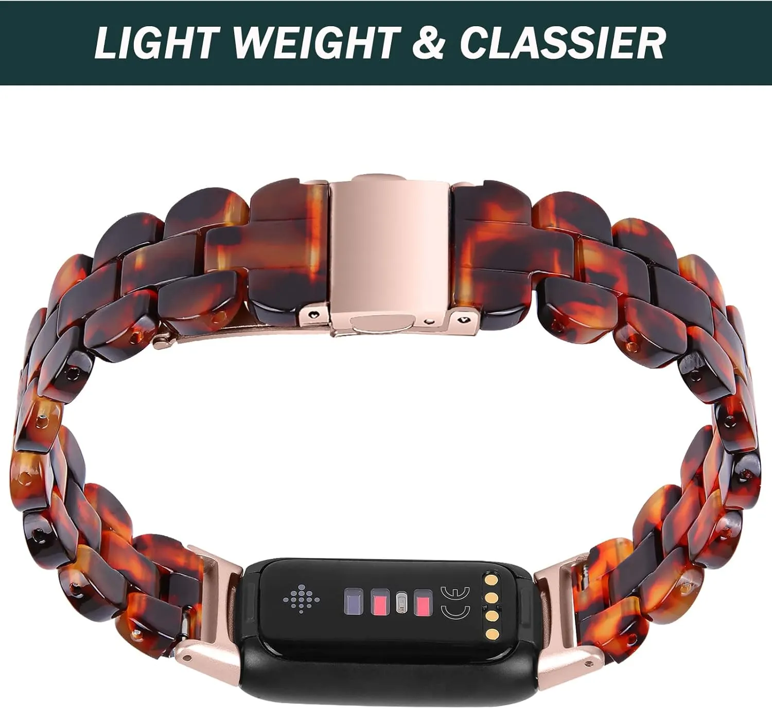 Ninki Compatible Fitbit Luxe Band - Resin Lightweight Smooth Replacement Band for Women & Men (Leopard)