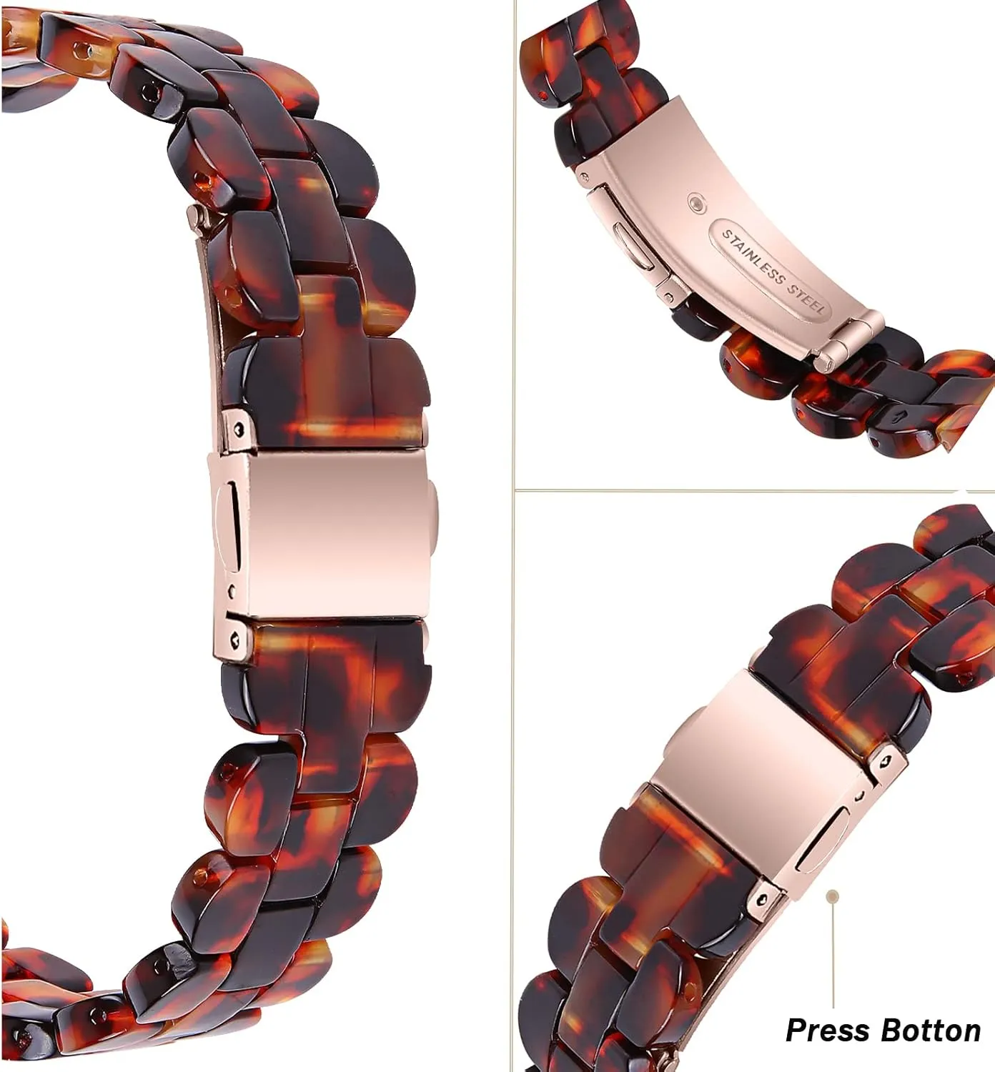 Ninki Compatible Fitbit Luxe Band - Resin Lightweight Smooth Replacement Band for Women & Men (Leopard)