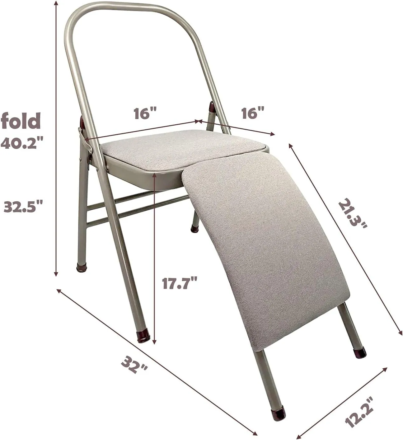 Nisorpa Yoga Auxiliary Foldable Chair with Lumbar Back Support Balance Handstand Training Tool Yoga Equipment Metal Folding Chair Balance Handstand Training Tool