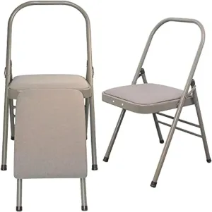Nisorpa Yoga Auxiliary Foldable Chair with Lumbar Back Support Balance Handstand Training Tool Yoga Equipment Metal Folding Chair Balance Handstand Training Tool