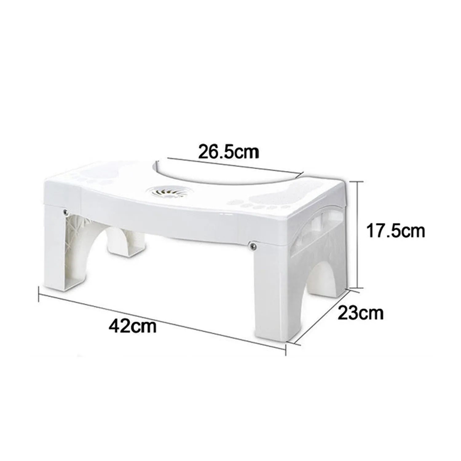 Non-Slip Folding Toilet Squat Stool - White