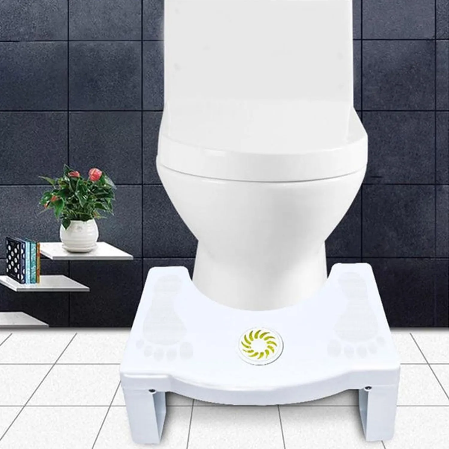 Non-Slip Folding Toilet Squat Stool - White