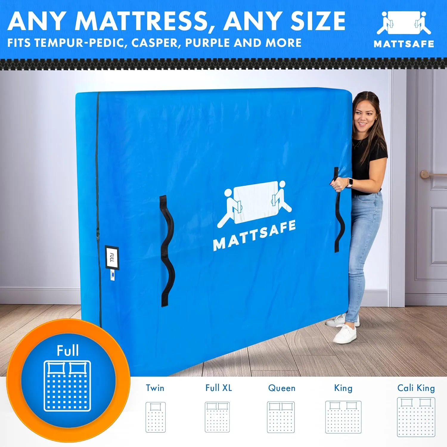 Nordic Elk Mattress Bags for Moving and Storage (Full) Heavy Duty Moving Supplies, 8 Sturdy Handles, Strong Zipper, Mattress Cover Bed Bags, Storage Cover Essentials Packing Protector