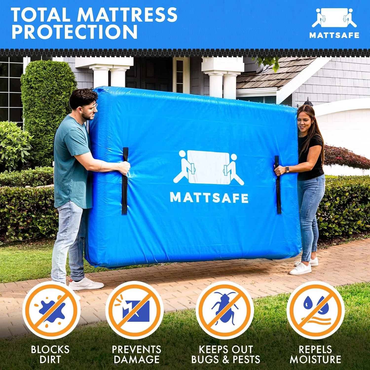 Nordic Elk Mattress Bags for Moving and Storage (Full) Heavy Duty Moving Supplies, 8 Sturdy Handles, Strong Zipper, Mattress Cover Bed Bags, Storage Cover Essentials Packing Protector