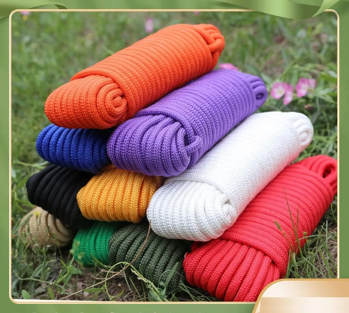 Nylon Rope,Ropes for Exercise Climbing,Paracord 550,Camping Rope Strap,Braided Rope 6mm/8mm/4mm/10mm Thick，50m Long,Rope Leash,Rope Swing Set,Clothesline Rope Outdoor