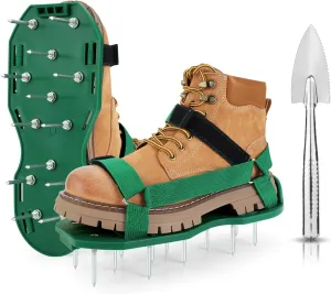 Ohuhu Lawn Aerator Shoes for Grass: Free-Installation Aeration Shoes with Stainless Steel Shovel, Heavy Duty Spike Aerating Sandals Lawn Equipment Tool with Hook & Loop Straps for Yard Patio Garden