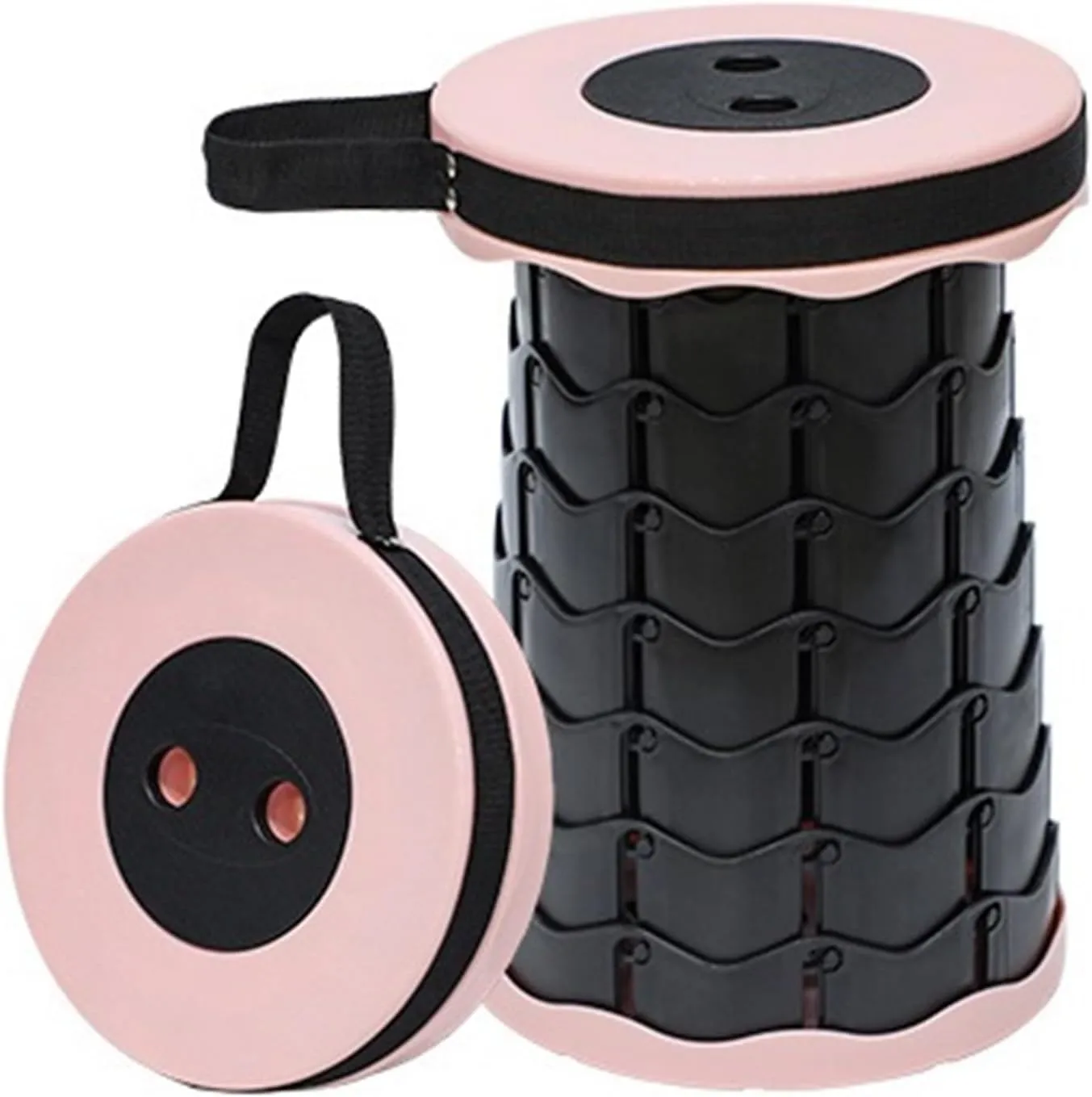 Outdoor Collapsible Stool, Compact Folding Chair, Portable Retractable Camping Stool, Height Adjustable, Lightweight, for Fishing Hiking Gardening (Color : Pink)