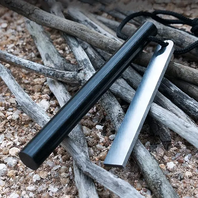 Outdoor Ferro Rod Fire Starter, 5" Long 1/2" Thick Ferrocerium Rod Survival Kit, Waterproof Flint Fire Steel 15,000 Strikes for Camping Hiking