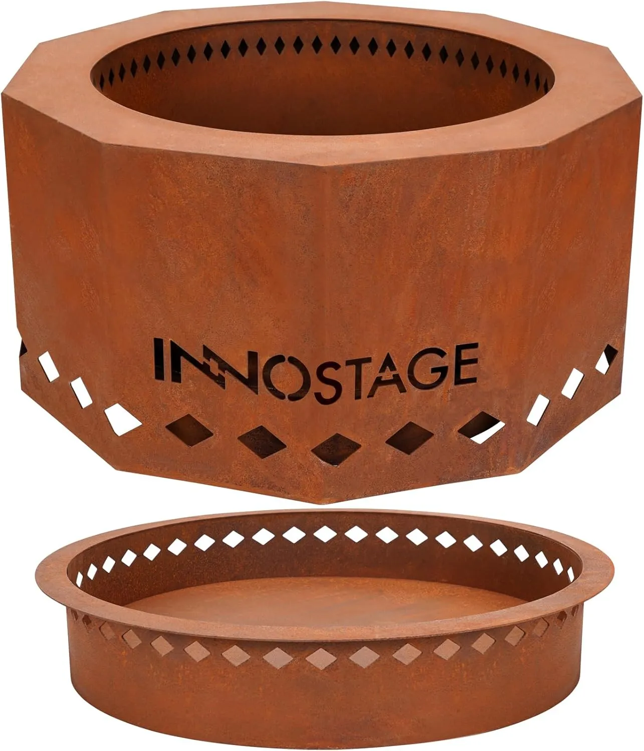 Outdoor Fire Pit - 24" Smokeless Wood Pellet Fire Pits Large for 4-6 People Campfire-Weathering Steel Material