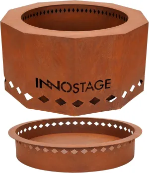 Outdoor Fire Pit - 24" Smokeless Wood Pellet Fire Pits Large for 4-6 People Campfire-Weathering Steel Material