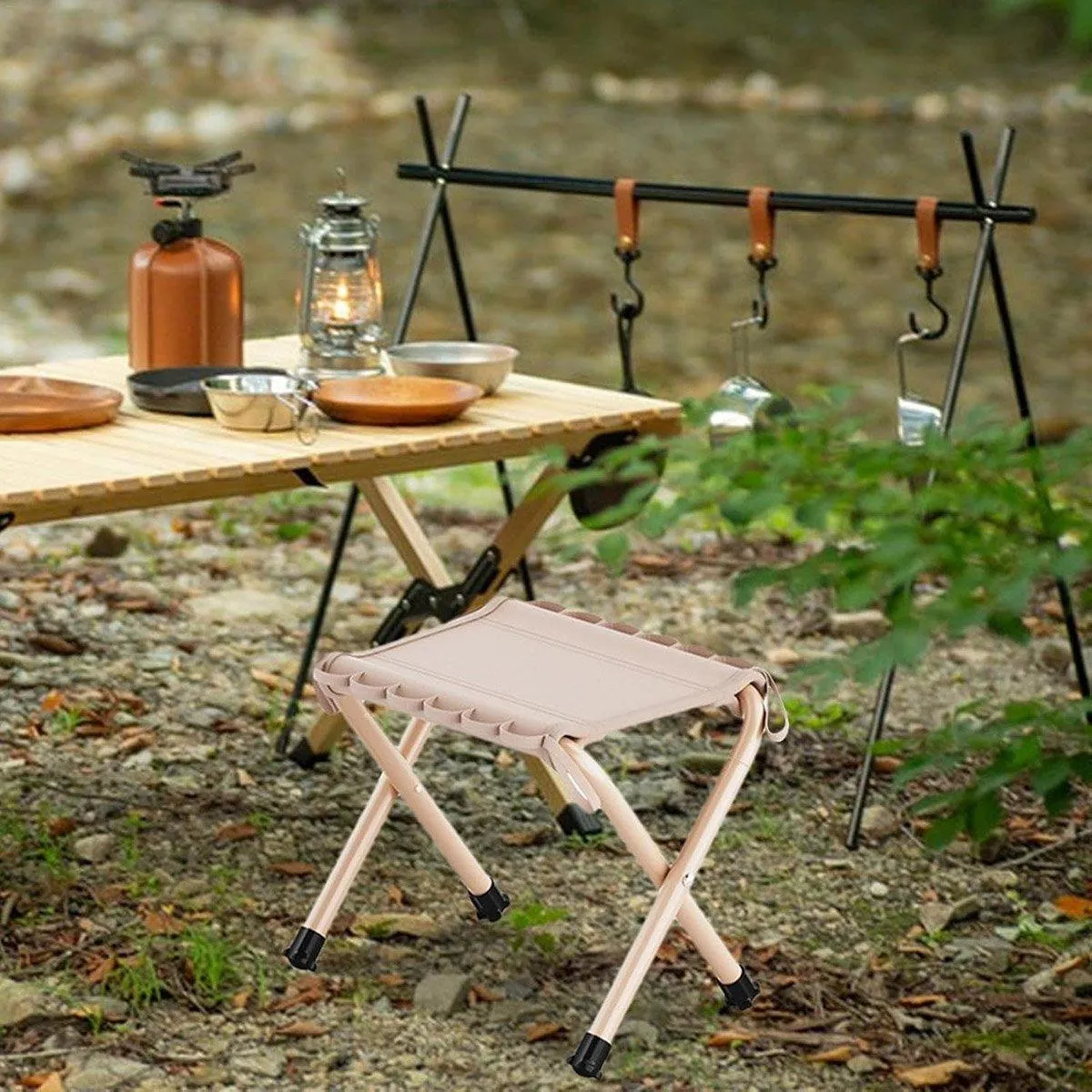 Outdoor Foldable Bench Stool Portable Camping Chair for Hiking Picnic Travel