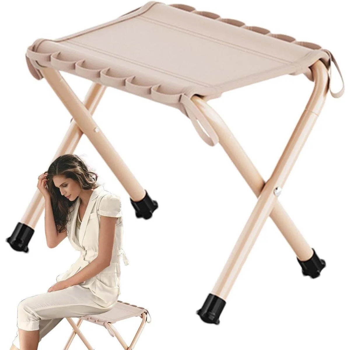 Outdoor Foldable Bench Stool Portable Camping Chair for Hiking Picnic Travel