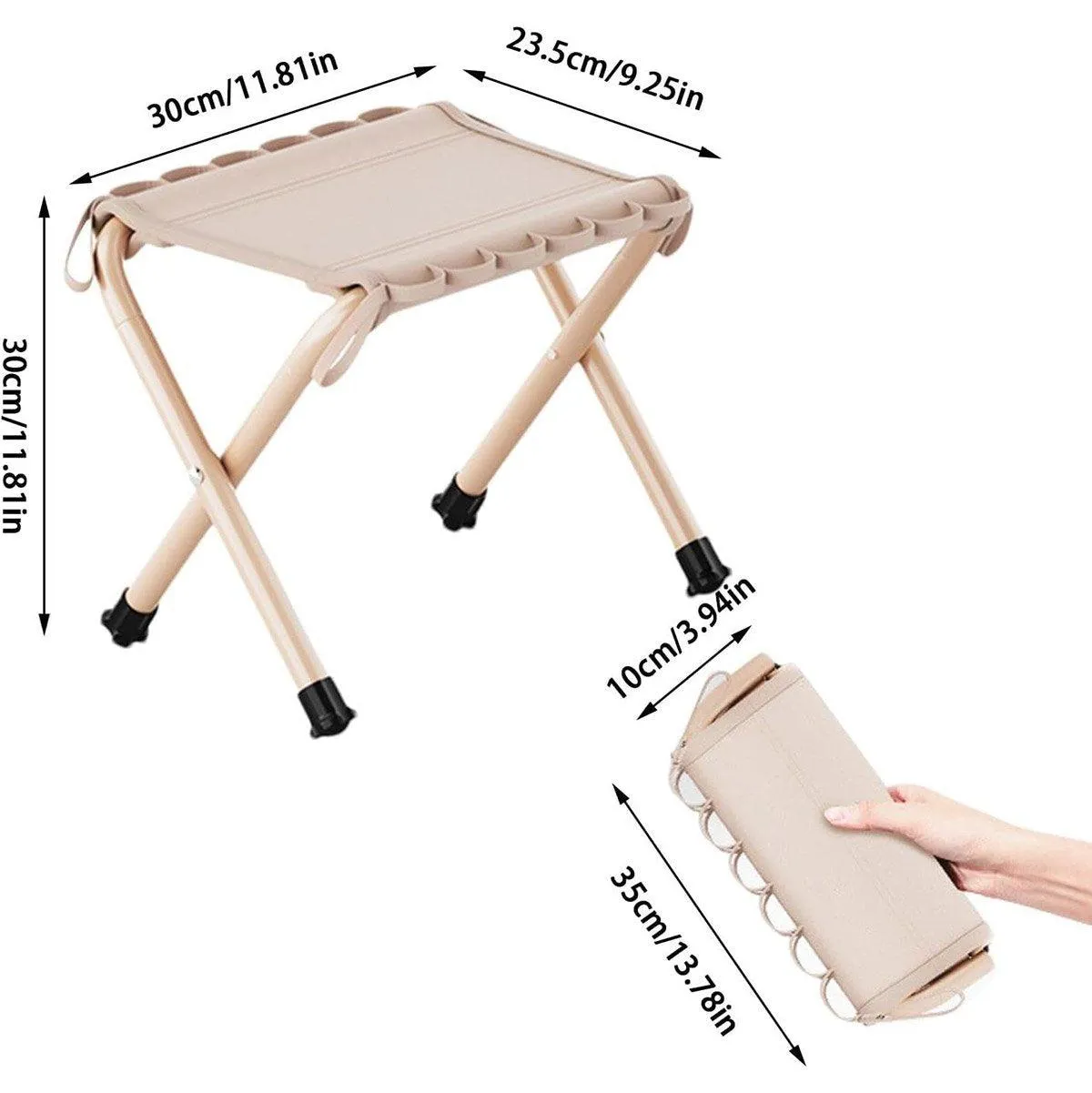 Outdoor Foldable Bench Stool Portable Camping Chair for Hiking Picnic Travel