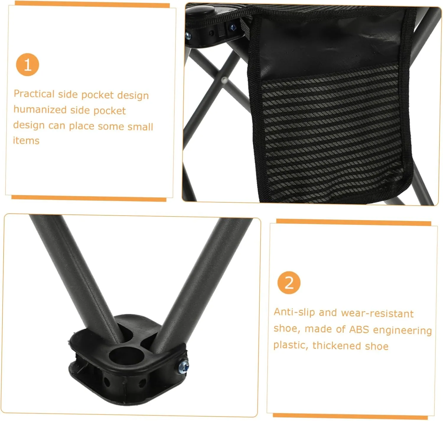 Outdoor Folding Chair Portable Camping Stool with Storage Bag Comfortable Stable