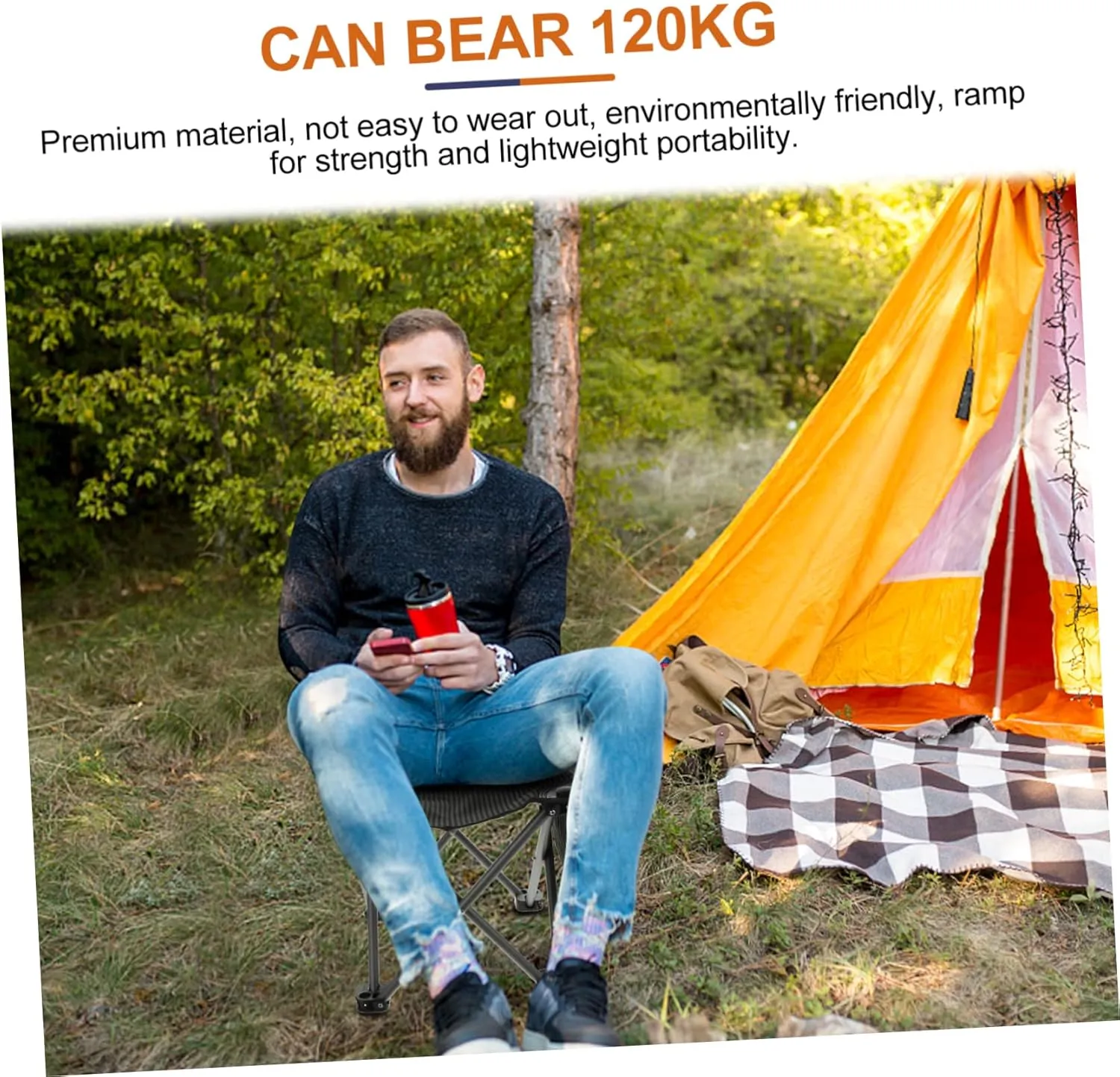 Outdoor Folding Chair Portable Camping Stool with Storage Bag Comfortable Stable