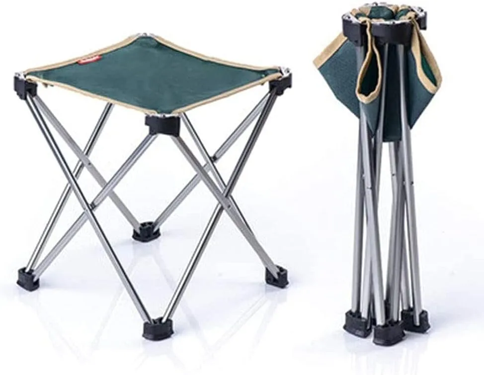 Outdoor Portable Folding Stool Aluminum Alloy Bracket Comfortable and Stable Camping Fishing Stool Simple Folding Stool Stool, Vert