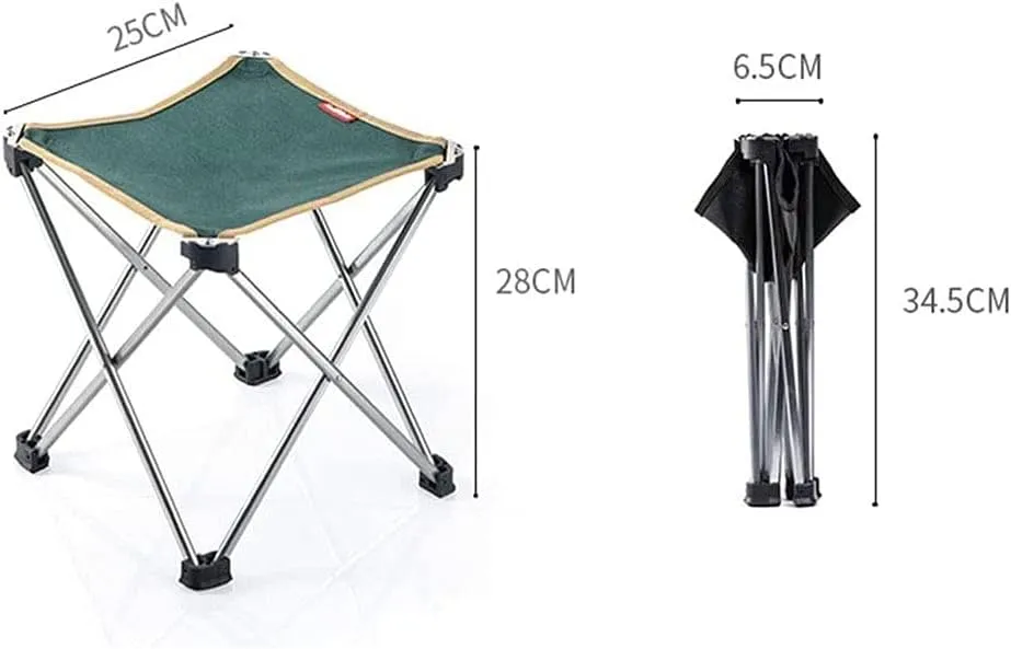 Outdoor Portable Folding Stool Aluminum Alloy Bracket Comfortable and Stable Camping Fishing Stool Simple Folding Stool Stool, Vert