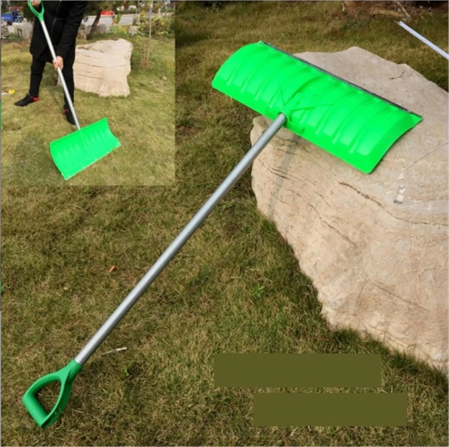 Outdoor Snow Tool, Snow Shovel D-Handle Plastic Green Household Snow Pusher Snow Removal Tool Emergency Snow Shovel