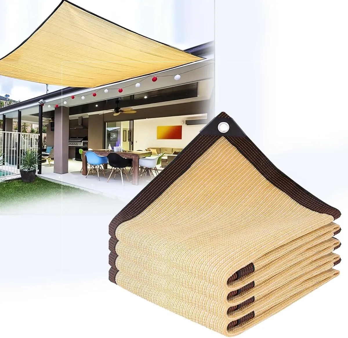 Outdoor Sun Shade Netting 2x2m & 3x5m - Garden Privacy Mesh Tarp, UV Block Shade Cloth for Greenhouse, Plant Cover, Camping, Carport, Terrace (16.4ft x 39.4ft)