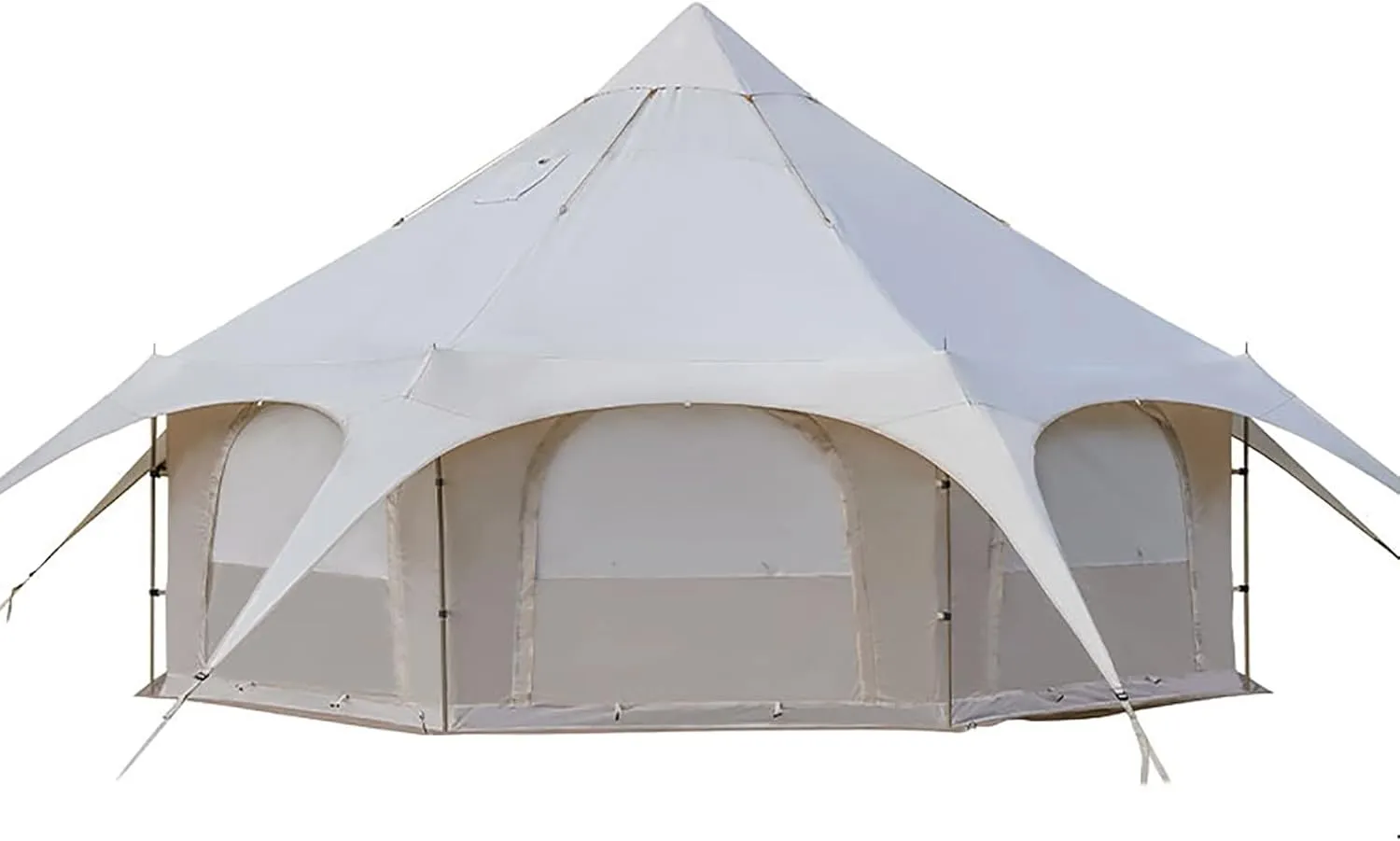 Outdoor Waterproof Cotton Canvas Tent, 4 Season Family Camping Bell Tent 8-10 Person with Stove Jacks for Glamping and Festivals and Human Shelter for Inhabiting or Leisure