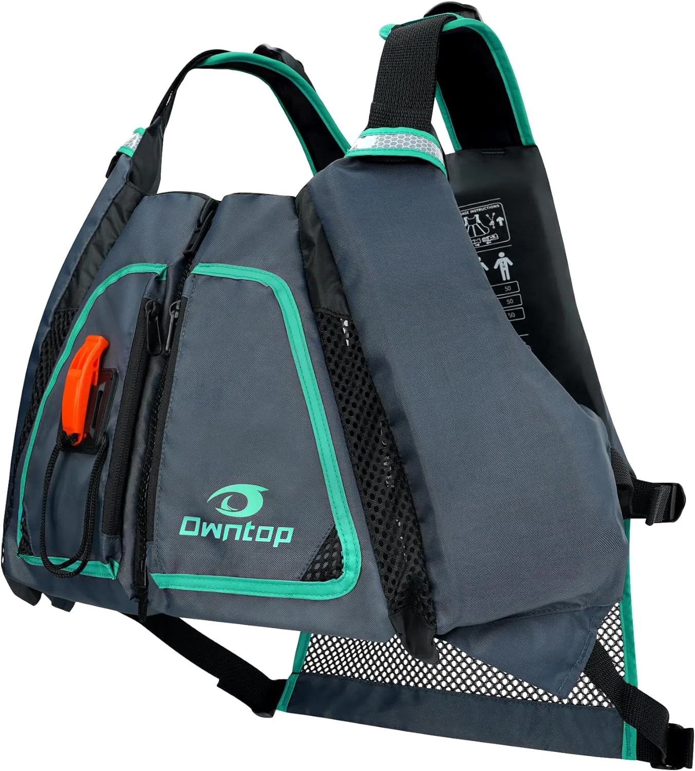 Owntop Adult Swim Vest - Adjustable Safety Strap & Premium Buoyancy for Paddle Sports, Kayaking, Canoeing, Boating