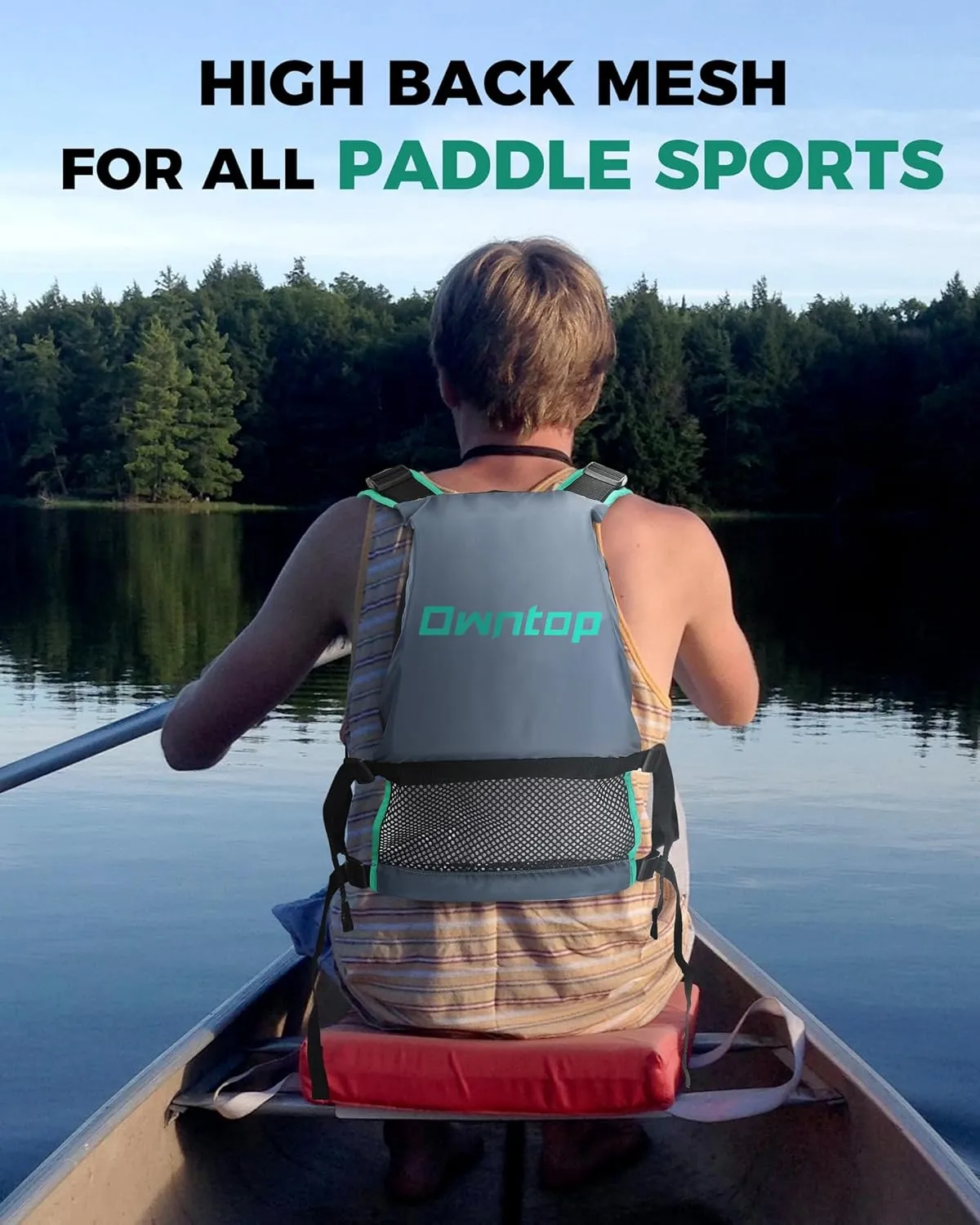 Owntop Adult Swim Vest - Adjustable Safety Strap & Premium Buoyancy for Paddle Sports, Kayaking, Canoeing, Boating