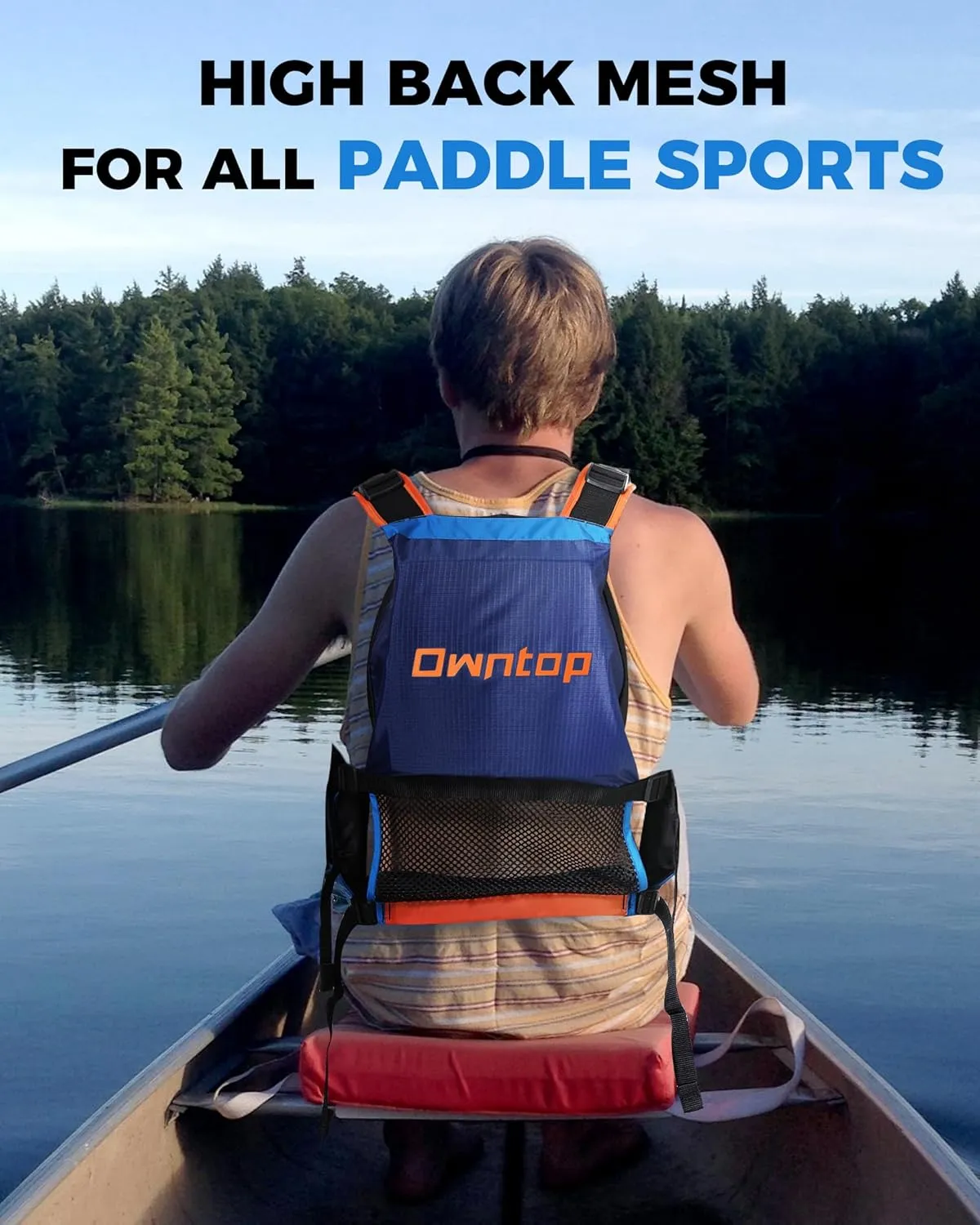 Owntop Adult Swim Vest - Adjustable Safety Strap & Premium Buoyancy for Paddle Sports, Kayaking, Canoeing, Boating
