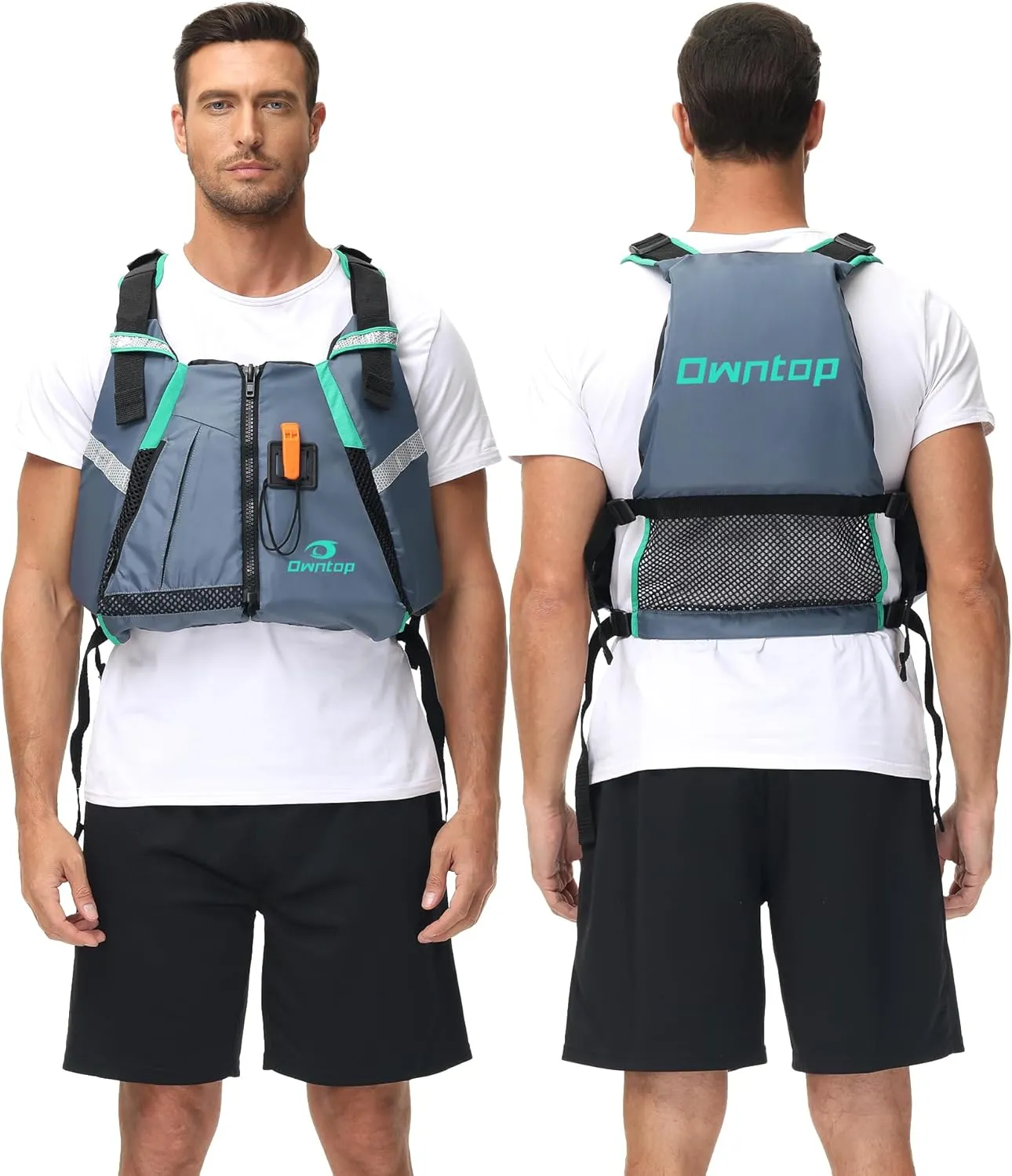 Owntop Adult Swim Vest - Adjustable Safety Strap & Premium Buoyancy for Paddle Sports, Kayaking, Canoeing, Boating