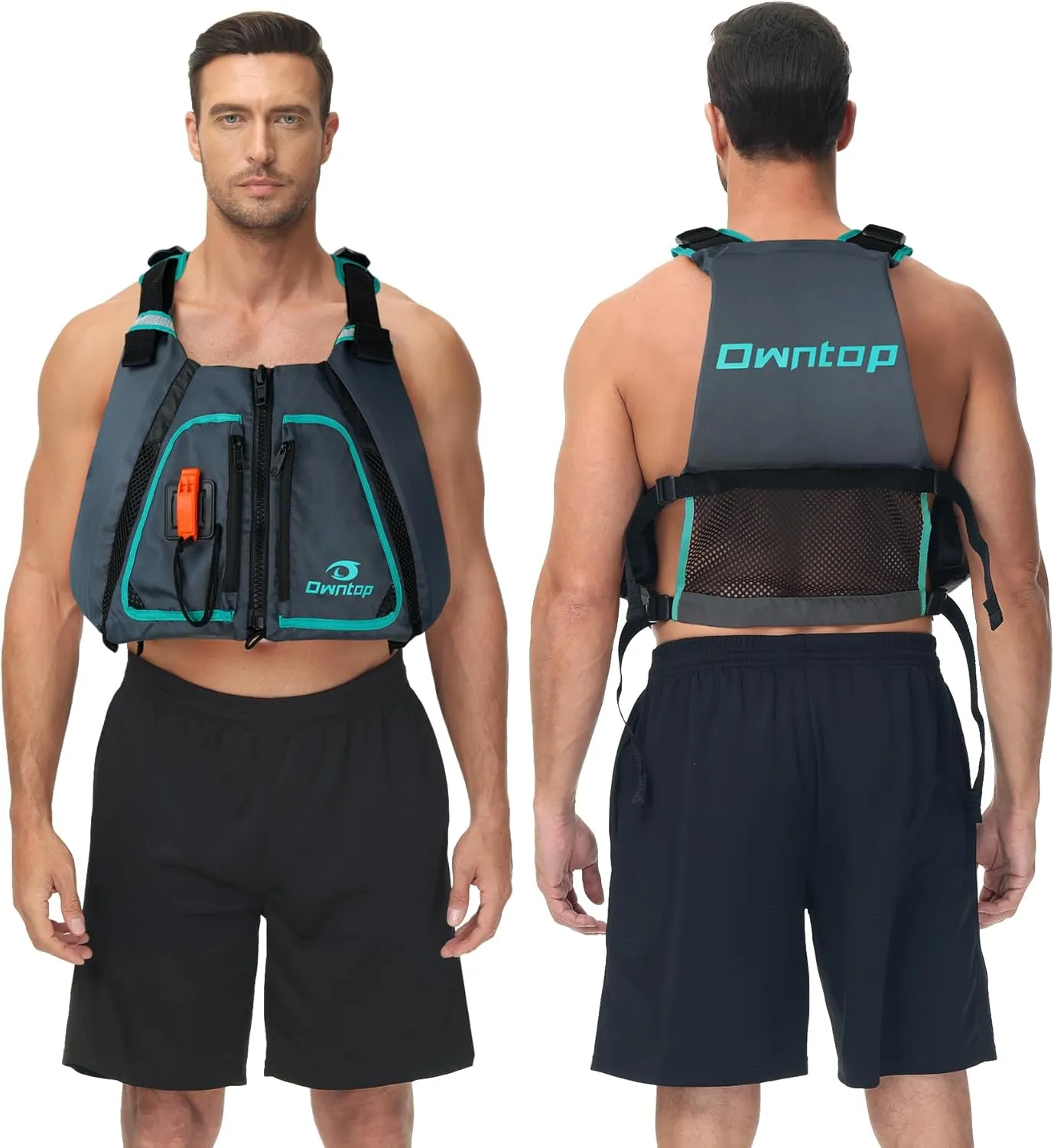 Owntop Adult Swim Vest - Adjustable Safety Strap & Premium Buoyancy for Paddle Sports, Kayaking, Canoeing, Boating