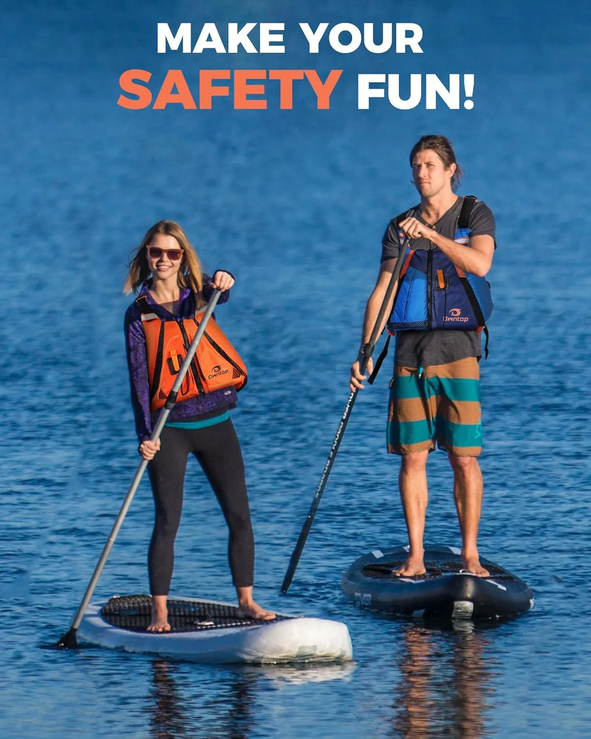 Owntop Adult Swim Vest - Adjustable Safety Strap & Premium Buoyancy for Paddle Sports, Kayaking, Canoeing, Boating