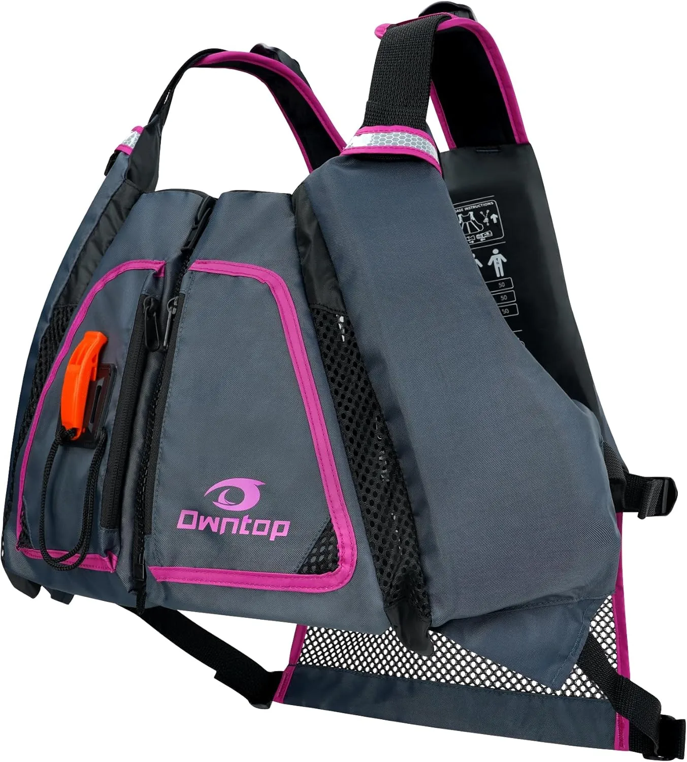 Owntop Adult Swim Vest | Excellent Buoyancy | High Mesh Back | Float Jacket for Kayaking, Boating, Fishing, Paddle Sports