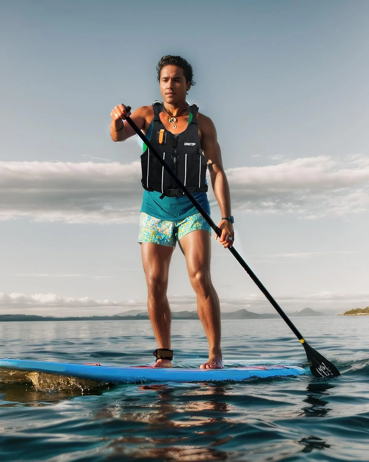 Owntop Swim Jacket Adult Youth | Hydration Pack | Dual Mesh Pockets | Attached Whistle | Ultra-Thin for Freer Movement | Kayak, Boating, Fishing, All Watersports