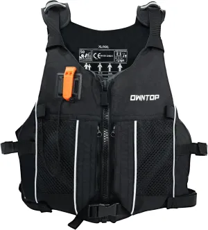 Owntop Swim Jacket Adult Youth | Hydration Pack | Dual Mesh Pockets | Attached Whistle | Ultra-Thin for Freer Movement | Kayak, Boating, Fishing, All Watersports