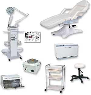 Pack-5, Facial Spa Equipment Package, Facial Spa Kit, 9-Function Facial Machine, Towel Warmer, Massage Bed, Hydra Stool, UV, Single Waxer, & Trolley