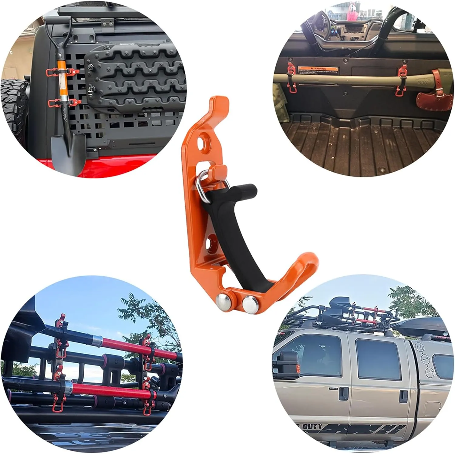 Pair Shovel Mount for Roof Rack Metal Rubber Clamps Quick Release Holders Simple Installation for Trucks & Boats