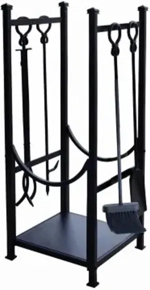 Panacea 15234 Log Bin and Fireplace Tool Set with 4 Tools, Black
