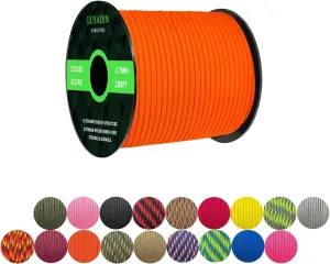 Paracord 325lb Diameter 2.7mm - 5 Strand Parachute Spool Cord - 100ft 200ft,Paracord for Camping,Hiking,Fishing,Outdoor and DIY