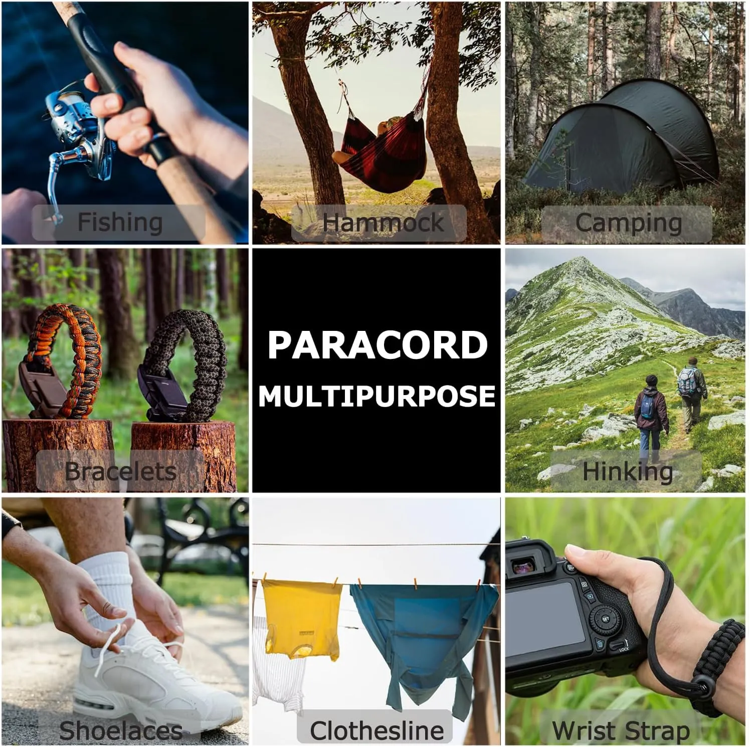 Paracord 325lb Diameter 2.7mm - 5 Strand Parachute Spool Cord - 100ft 200ft,Paracord for Camping,Hiking,Fishing,Outdoor and DIY