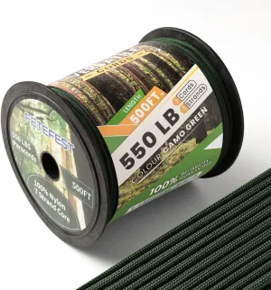 Paracord 550 Army Green, Bulk Paracord Mil-Spec 500FT, 100% Nylon Rope in Survival Gear and Equipment, Heavy Duty Rope for Bracelet, Leashes, Lanyards and Camping (Army Green, 500FT. Wound ON Spool)