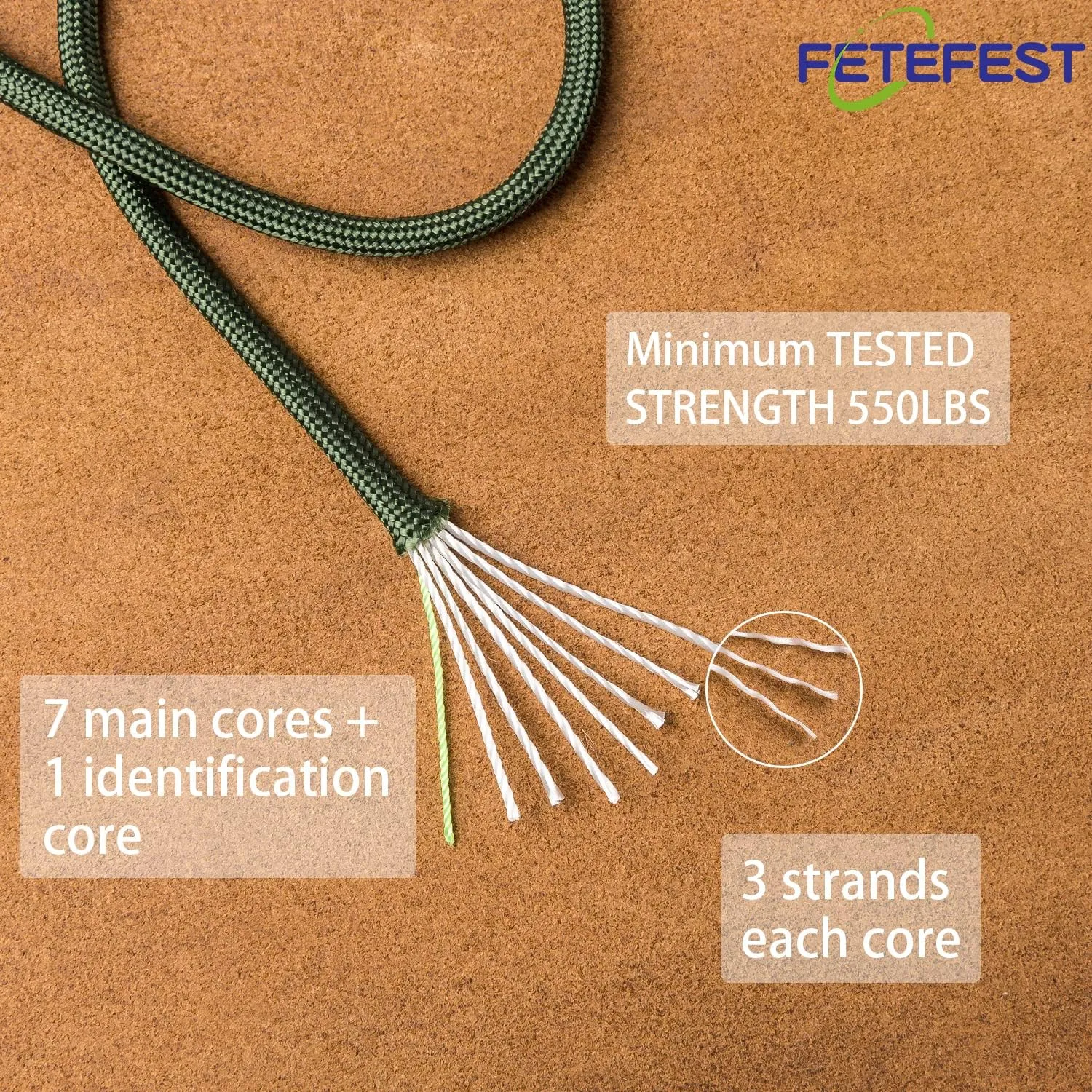 Paracord 550 Army Green, Bulk Paracord Mil-Spec 500FT, 100% Nylon Rope in Survival Gear and Equipment, Heavy Duty Rope for Bracelet, Leashes, Lanyards and Camping (Army Green, 500FT. Wound ON Spool)
