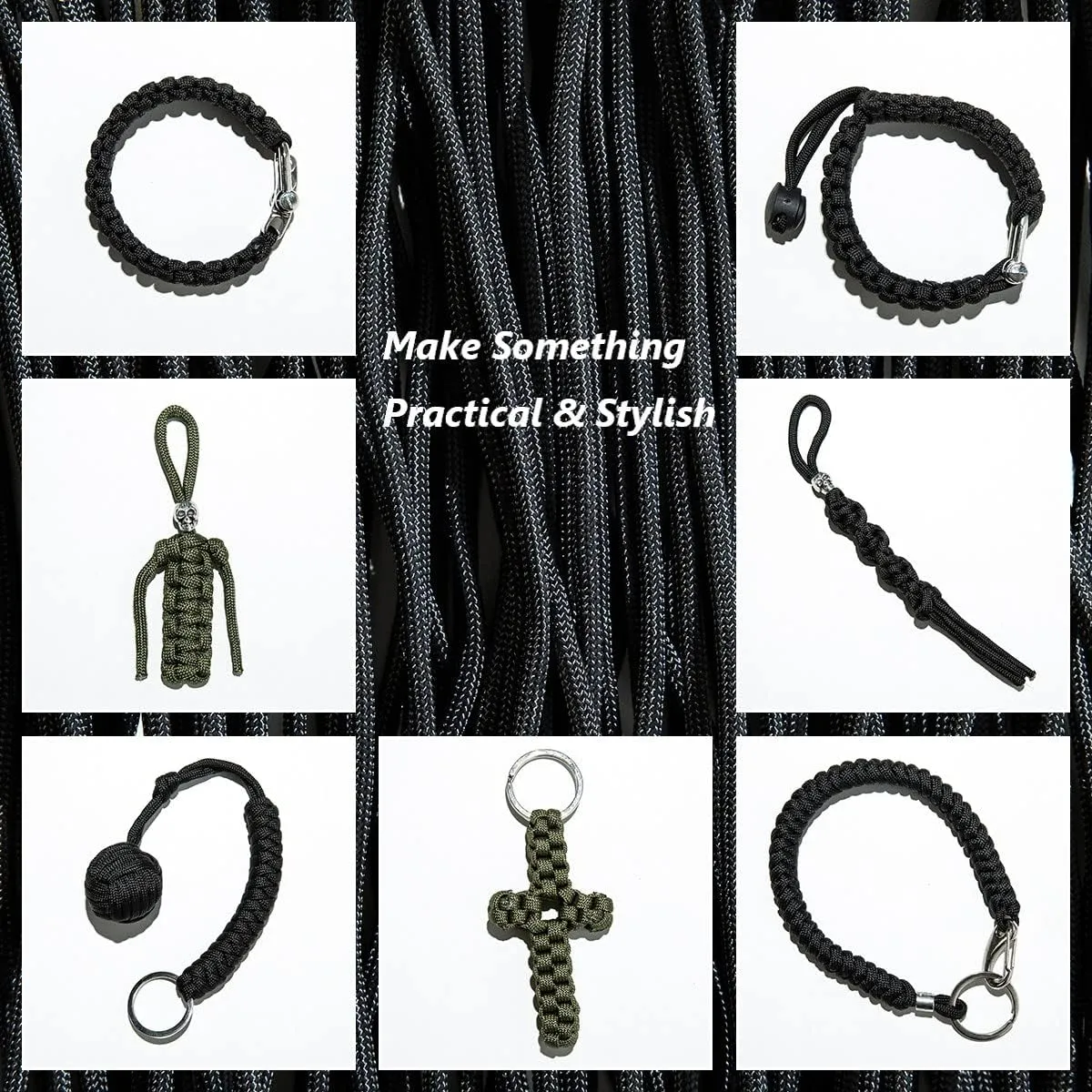 Paracord 550 Army Green, Bulk Paracord Mil-Spec 500FT, 100% Nylon Rope in Survival Gear and Equipment, Heavy Duty Rope for Bracelet, Leashes, Lanyards and Camping (Army Green, 500FT. Wound ON Spool)