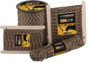 Paracord 550 lb, 7 Strand Type III Paracord Rope 250ft 4mm, High Strength Nylon Parachute Cord for Camping, Survival, Tactical and Hiking, Forest Camo