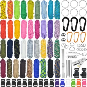 Paracord 550 Nylon Rope, Paracord Bracelets Kit, Paracord Rope, Multifunctional Paracord Kit, Suitable for Outdoor Sports and DIY Bracelets (36 Colors)