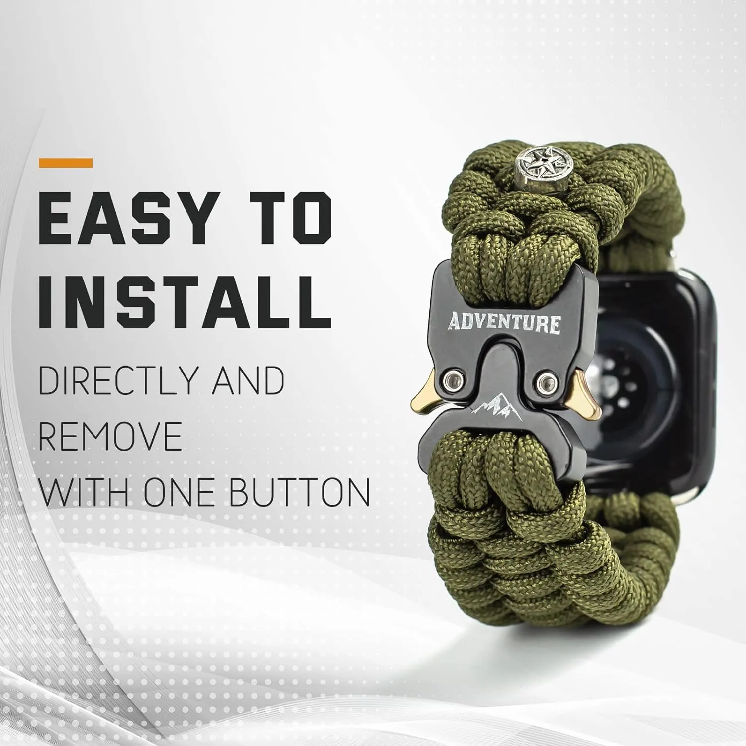 Paracord Band Compatible with Apple Watch Band 38mm 40mm 41mm 42mm 44mm 45mm for Men，Survival Military Tactical Paracord Weave Wristband Compatible for iWatch Series SE 7/6/5/4/3/2/1