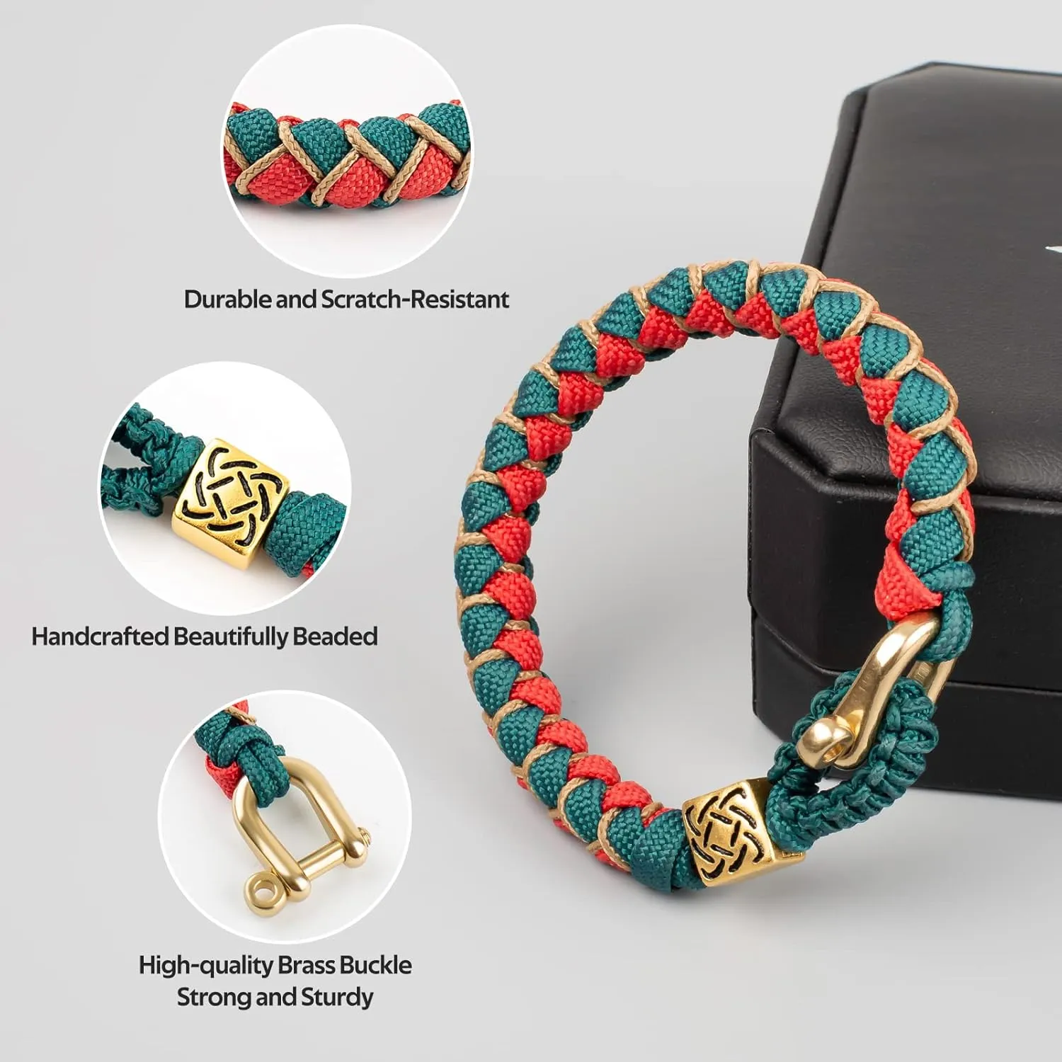 Paracord Bracelet for Men and Women, Hand Woven Friendship Bracelet, Gorgeous and Comfortable Survival Bracelet is the Best Gift for Father's Day and Valentine's Day