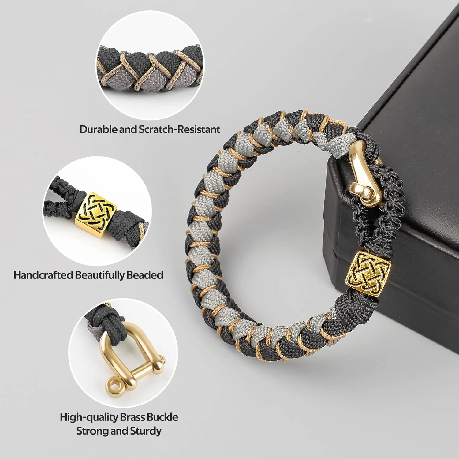 Paracord Bracelet for Men and Women, Hand Woven Friendship Bracelet, Gorgeous and Comfortable Survival Bracelet is the Best Gift for Father's Day and Valentine's Day